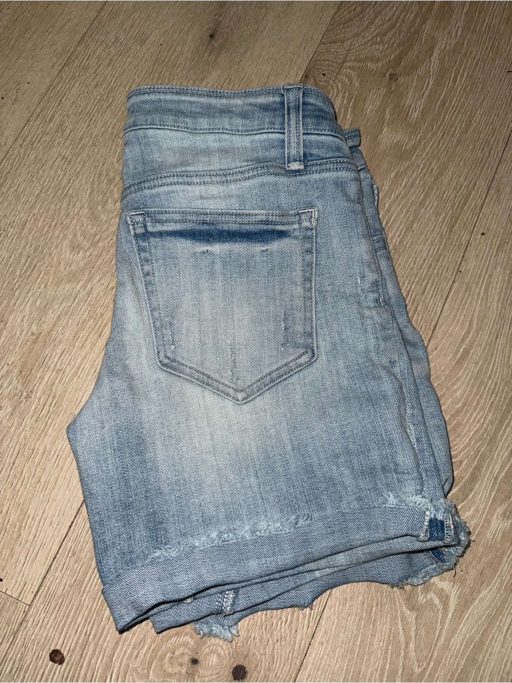 Daytrip Light Blue Denim Shorts with Button Front